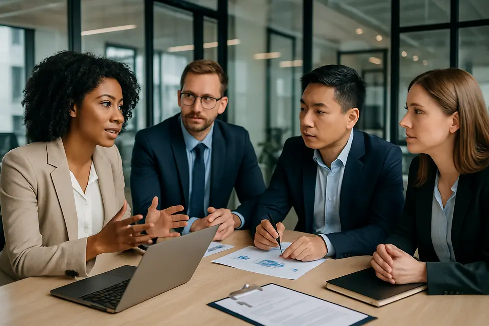 Recruitment team discussing myths that hold back effective hiring