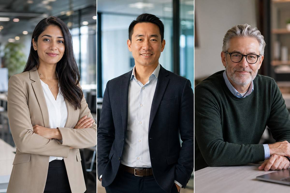 Professionals aged 30, 40, and 50 transitioning into new careers, showing it’s never too late for career switching