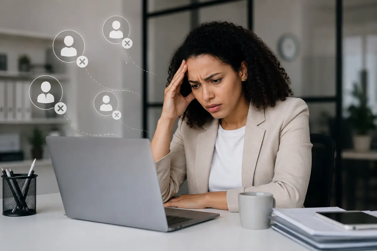 HR professional feeling frustrated due to candidate drop-off during the recruitment process